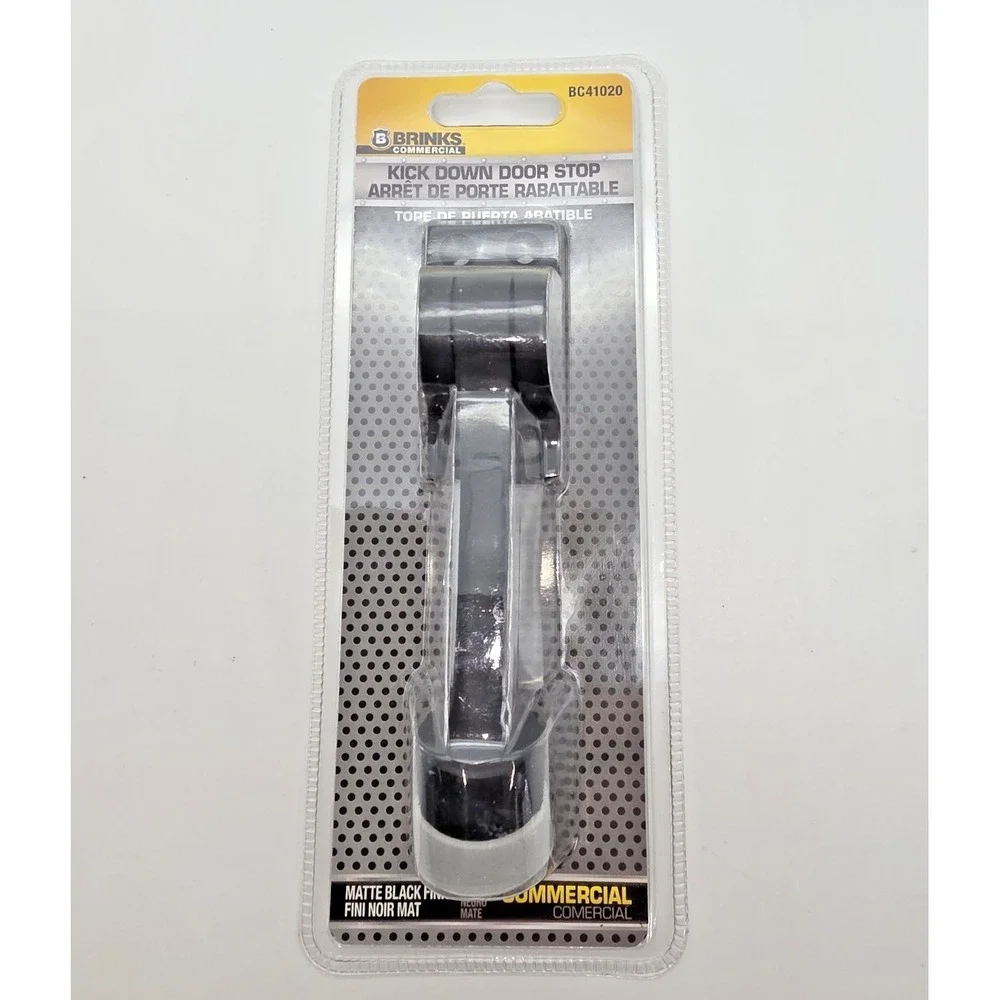 Brinks Matte Black Commercial Kick Down Door Stop Easy Install BC41020 NIP